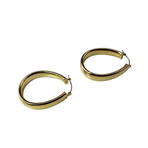 14 Karat Yellow Gold Oval Hoop Earrings #19758 - Picture 3 of 7